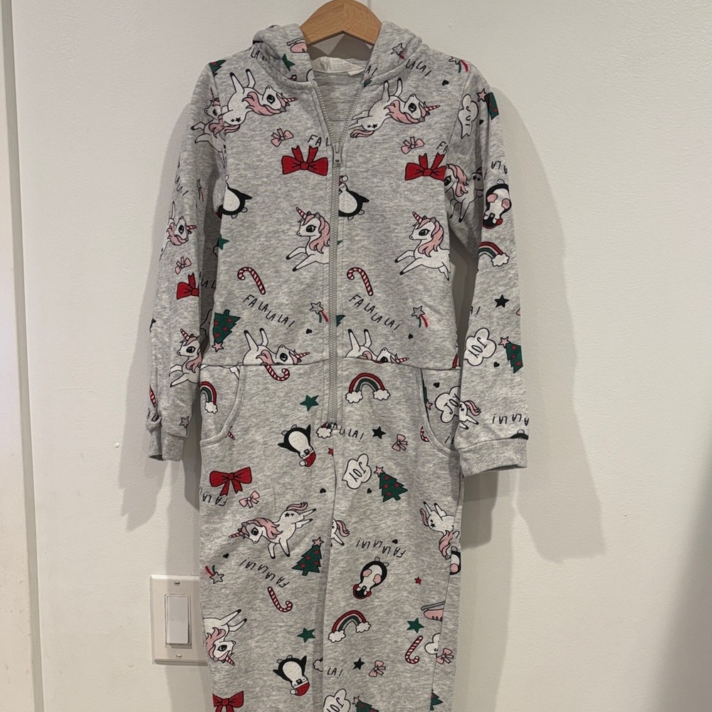 H&M Gray Onsie with Festive Print